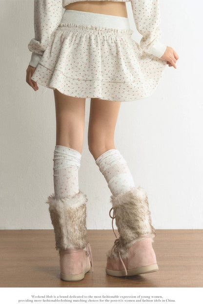 Floral Ruffle A-Line Skirt