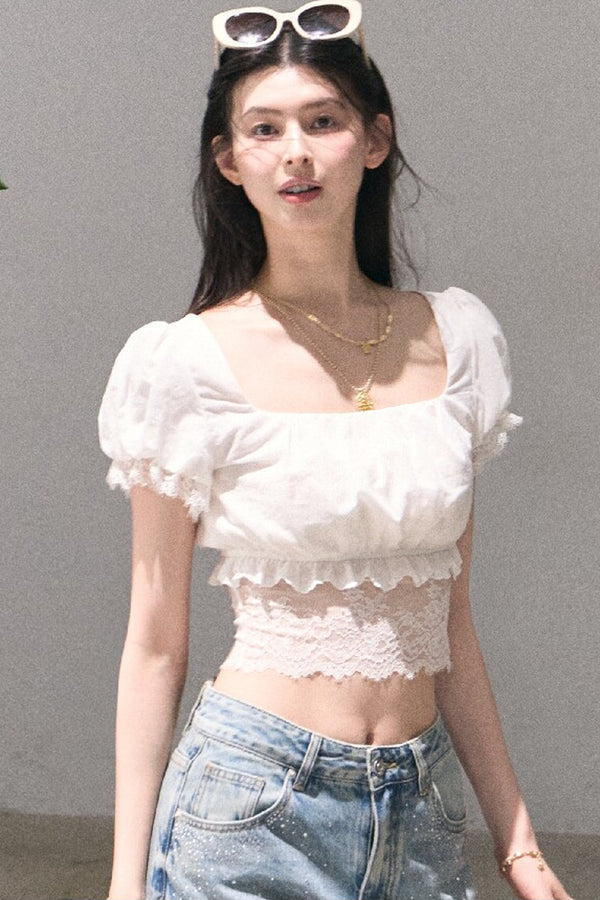 Gardenia Lace Puff Blouse