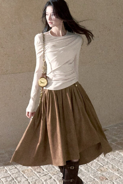 Asymmetrical Tidal Marsh Vein Knit Top