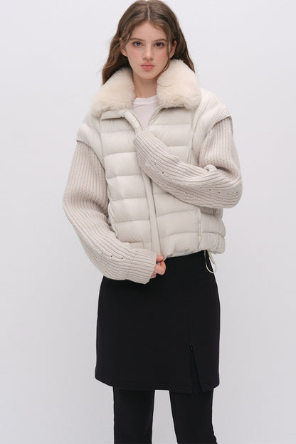 Convertible Detachable Knit Sleeve Down Vest