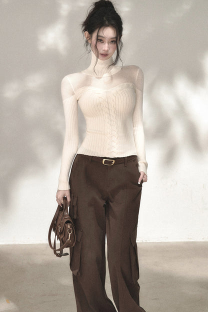 Wool Blend Hollow Knit Top