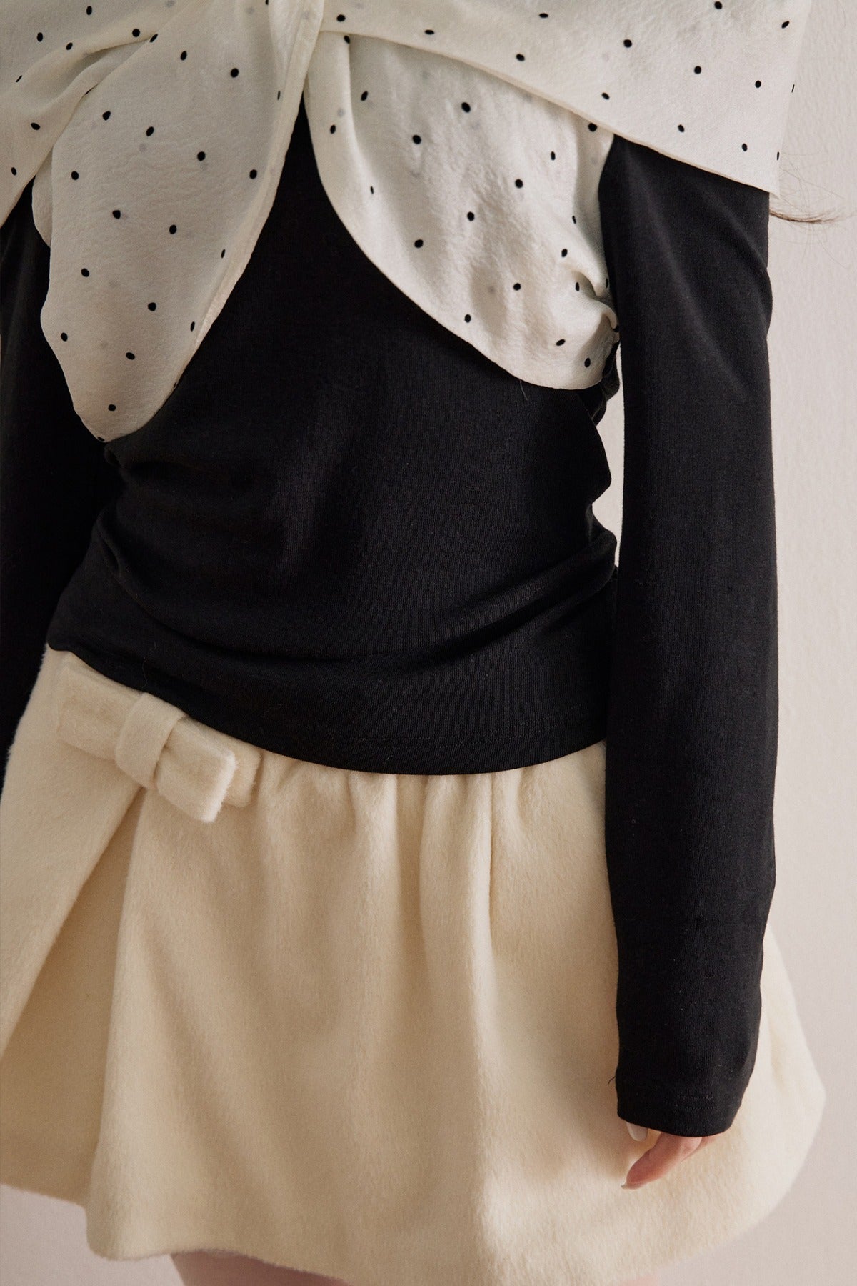Polka Dot Bow Long-Sleeve Top