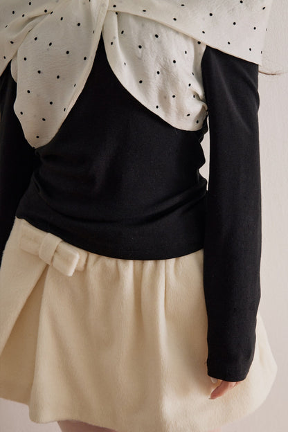 Polka Dot Bow Long-Sleeve Top