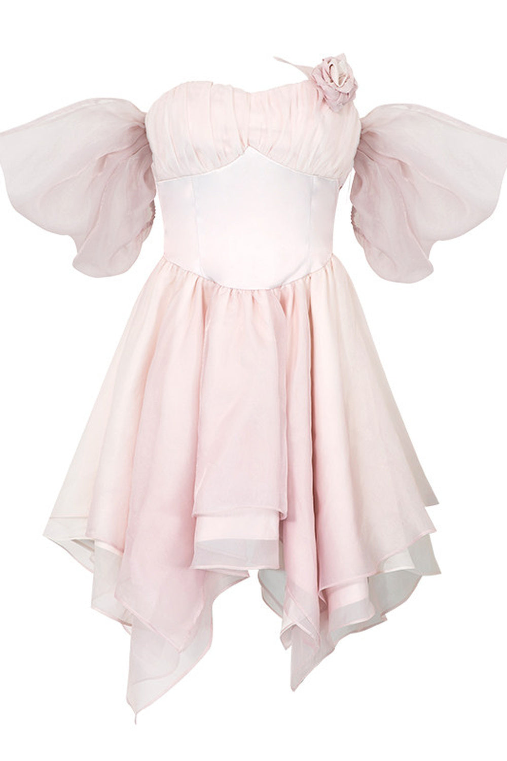 Macaronfarbenes Puffärmelkleid