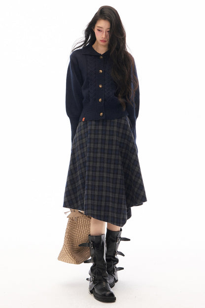 Short Knit Cardigan and Long Skirt Set-Up