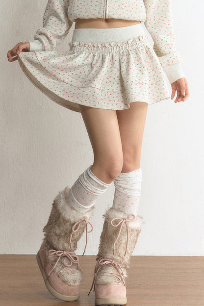 Floral Ruffle A-Line Skirt