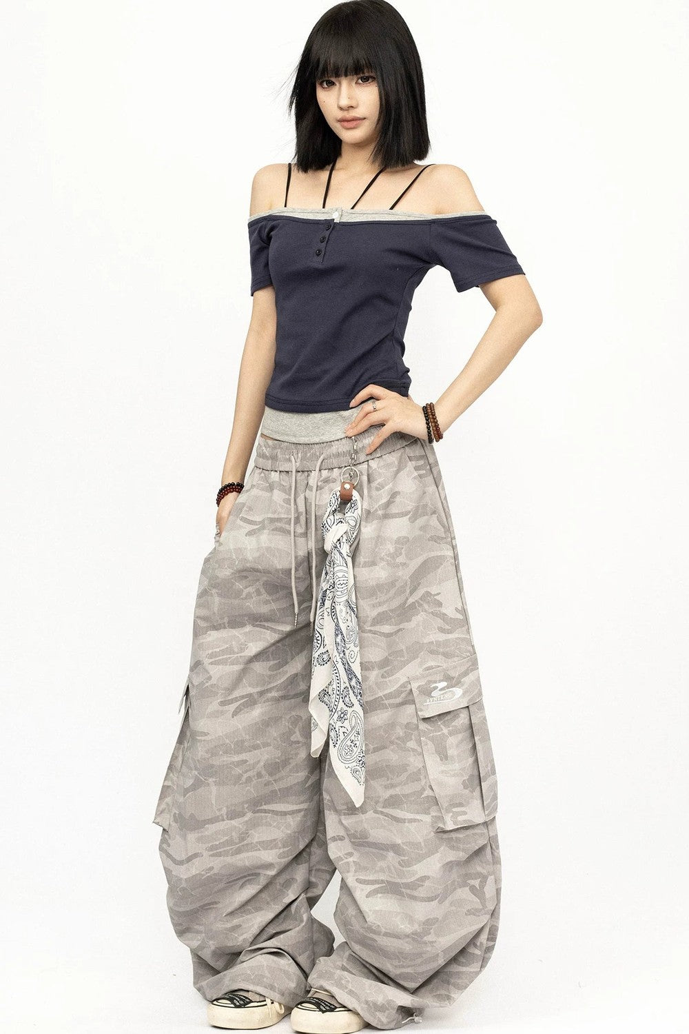 Color-Blocked Off-Shoulder Top