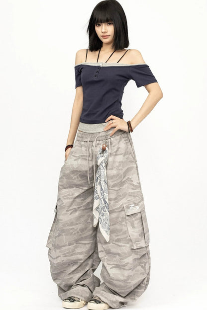 Color-Blocked Off-Shoulder Top
