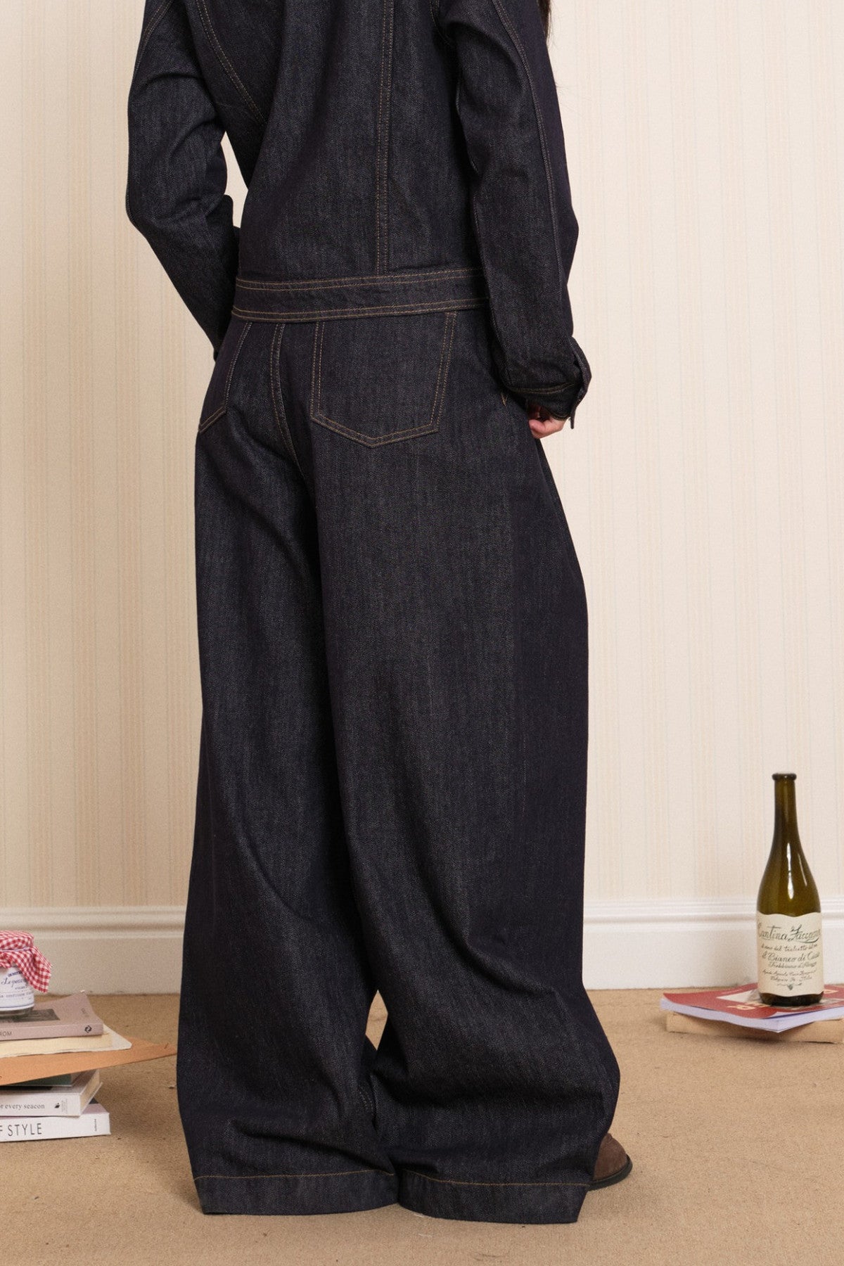 Loose Raw Denim Wide-Leg Jeans