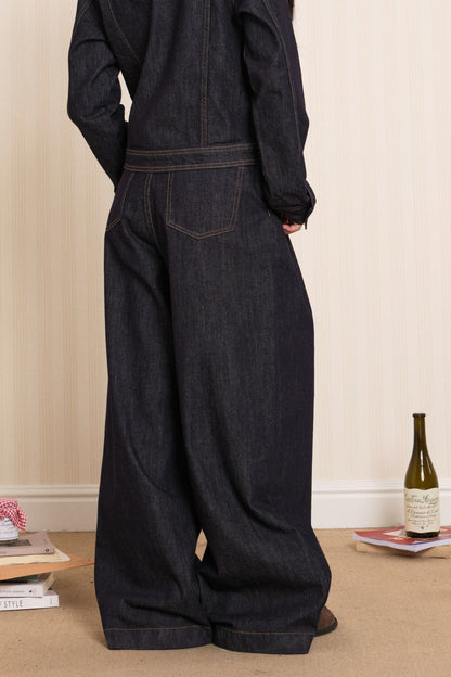 Loose Raw Denim Wide-Leg Jeans