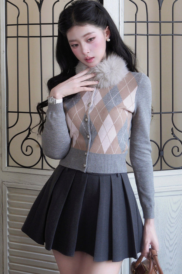 Argyle Knit Cardigan