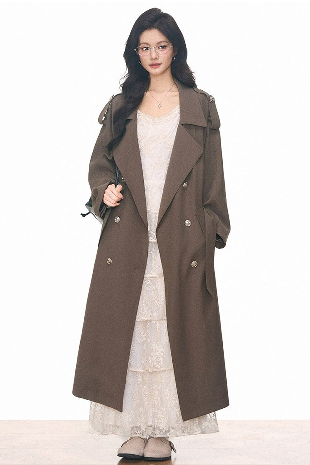 Women's Mid-Length Windbreaker and Camisole Dress Set-Up
