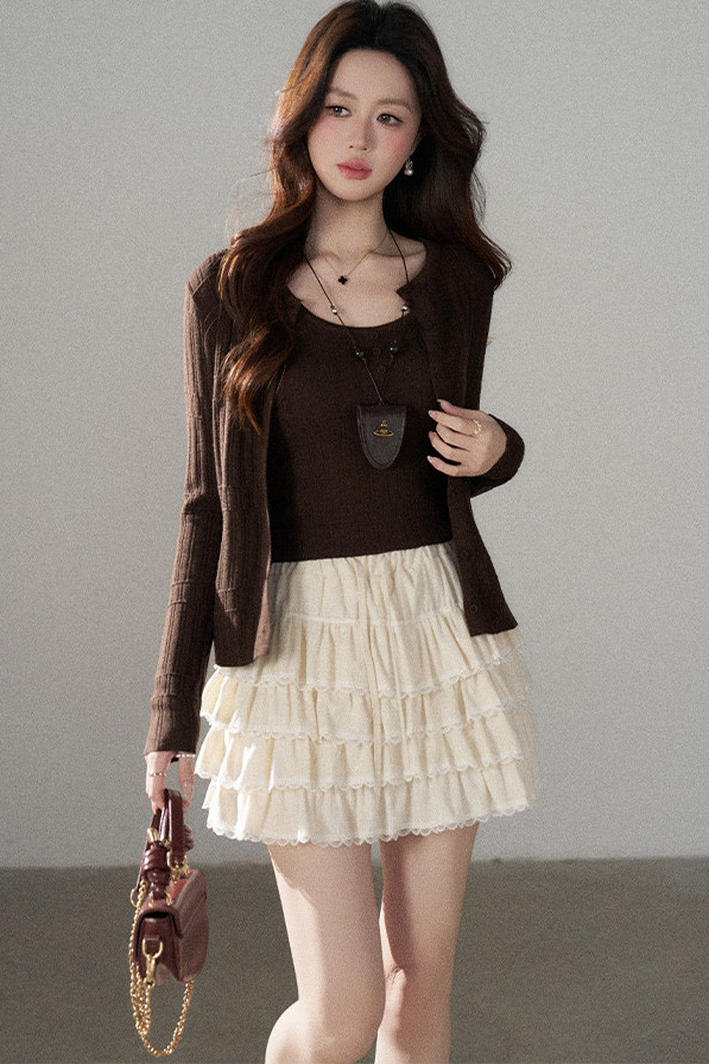 Sophisticated Knitted Cardigan Two-Piece Set