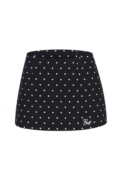White Off-Shoulder Long Sleeve Top and Polka Skirt Set-Up