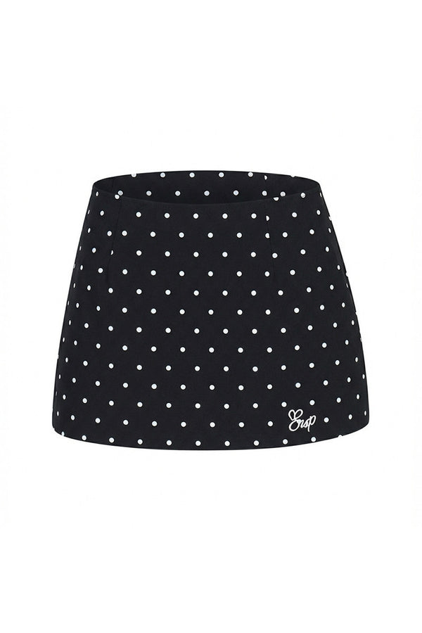 White Off-Shoulder Long Sleeve Top and Polka Skirt Set-Up
