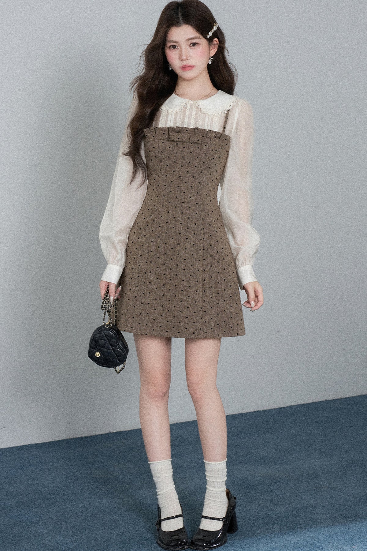 High-Waisted A-Line Polka Dot Dress
