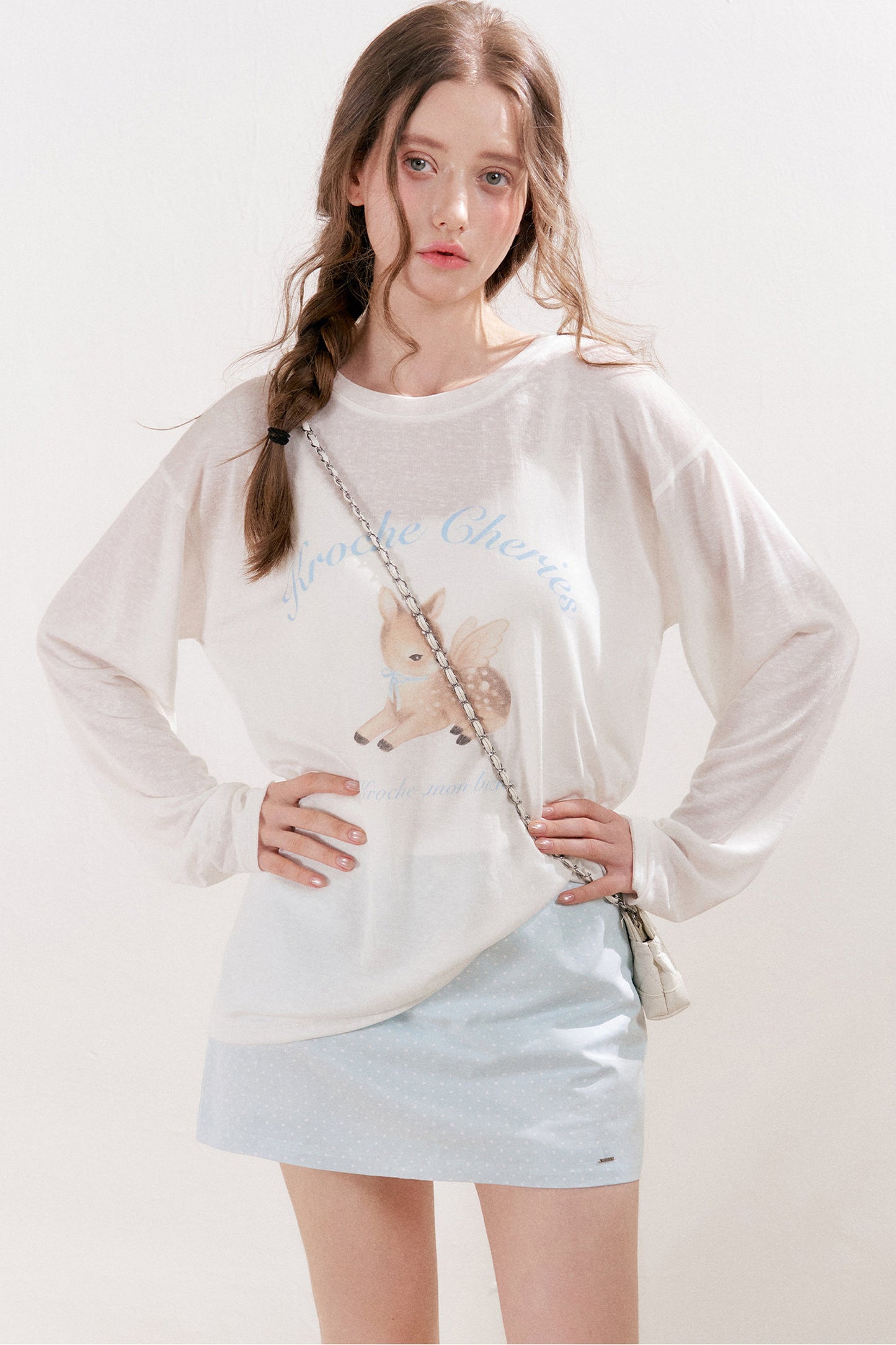 Lockeres Lyocell-T-Shirt-Set mit Hirsch-Print