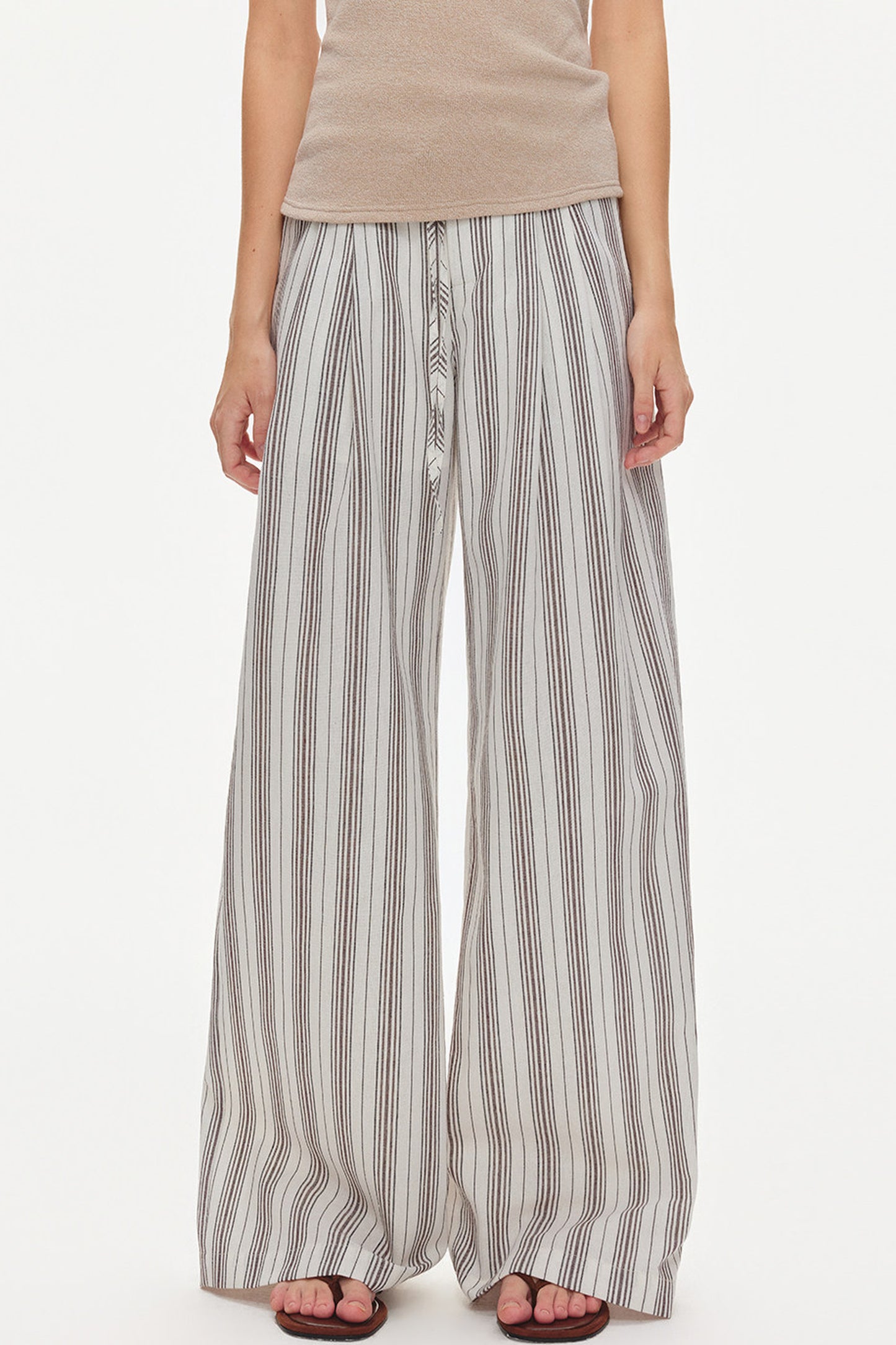 Lyocell Linen Blend Wide-Leg Pants