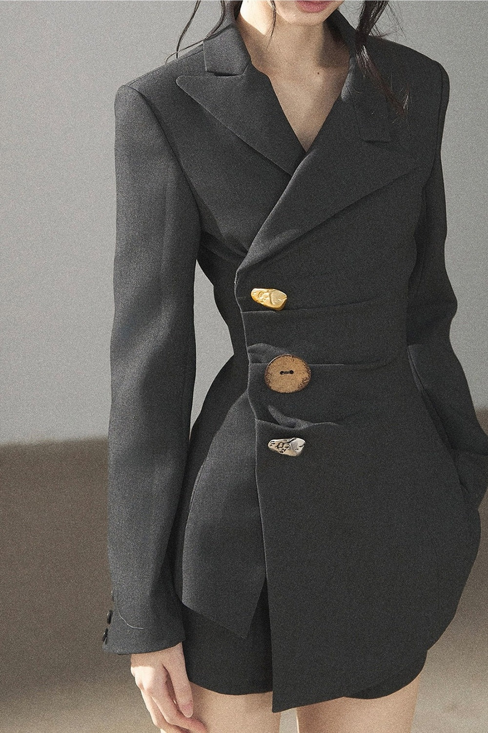 Dark Rock Gray Blazer and Shorts Set-Up