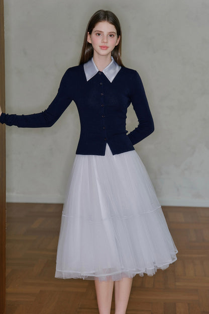 Spliced Acetate Collar Cardigan