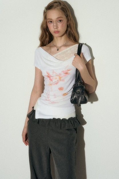 Sakura Asymmetrical Lace Top