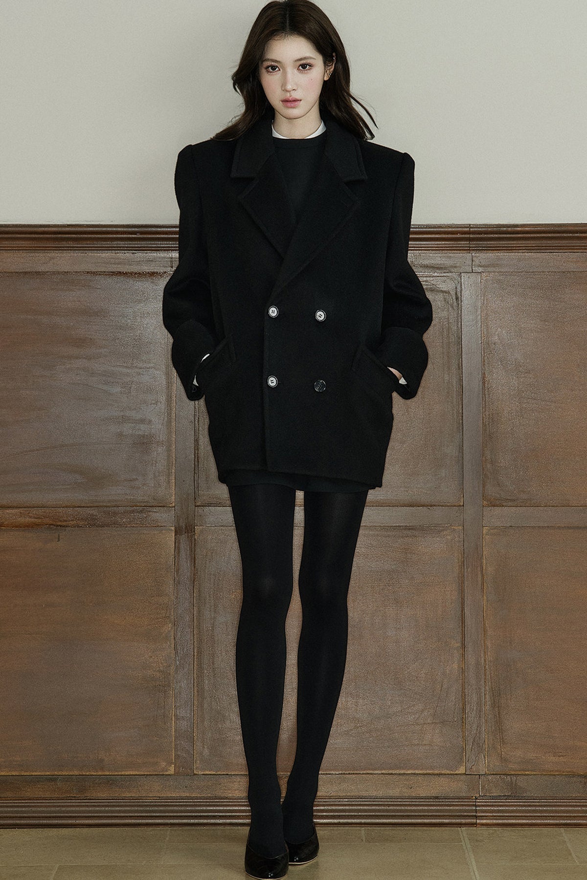Pure Wool Notched Lapel Coat