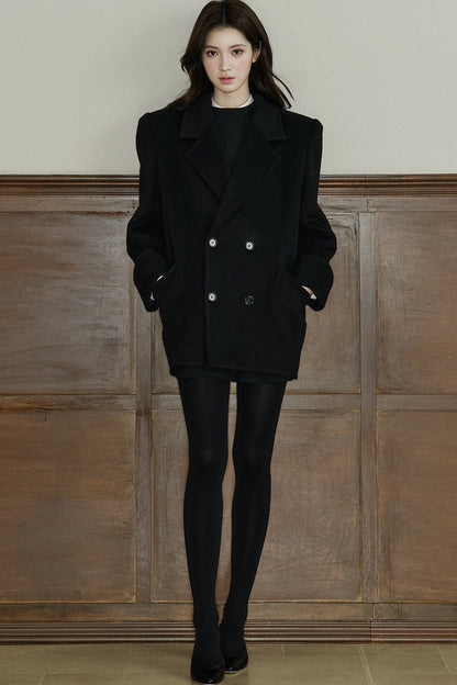 Pure Wool Notched Lapel Coat