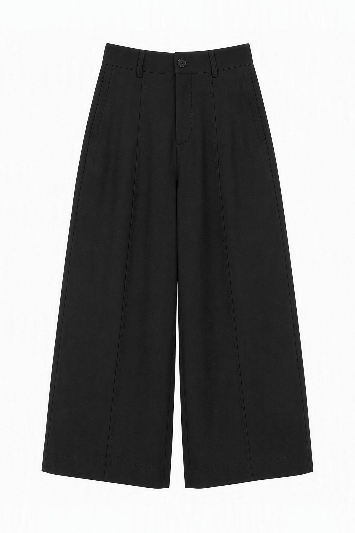 Double-Breasted Woolen Jacket With Midi Skirt and Pants Set-Up