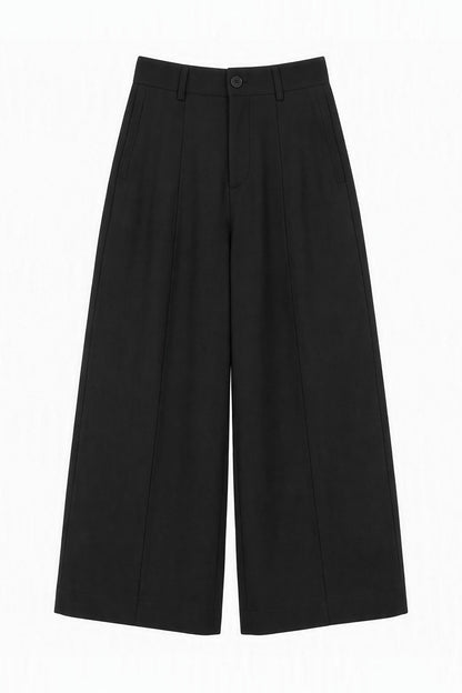 Double-Breasted Woolen Jacket With Midi Skirt and Pants Set-Up