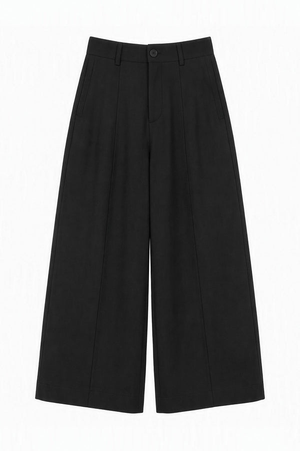 Double-Breasted Woolen Jacket With Midi Skirt and Pants Set-Up