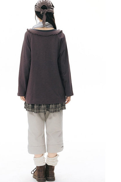 Front Chest Tuck Webbing Raglan Knit T-Shirt