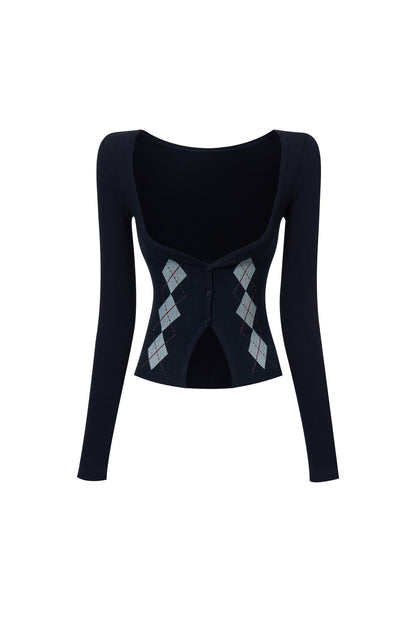 Vertical Striped Diamond Knit Cardigan and Ruffled Dress Set-Up