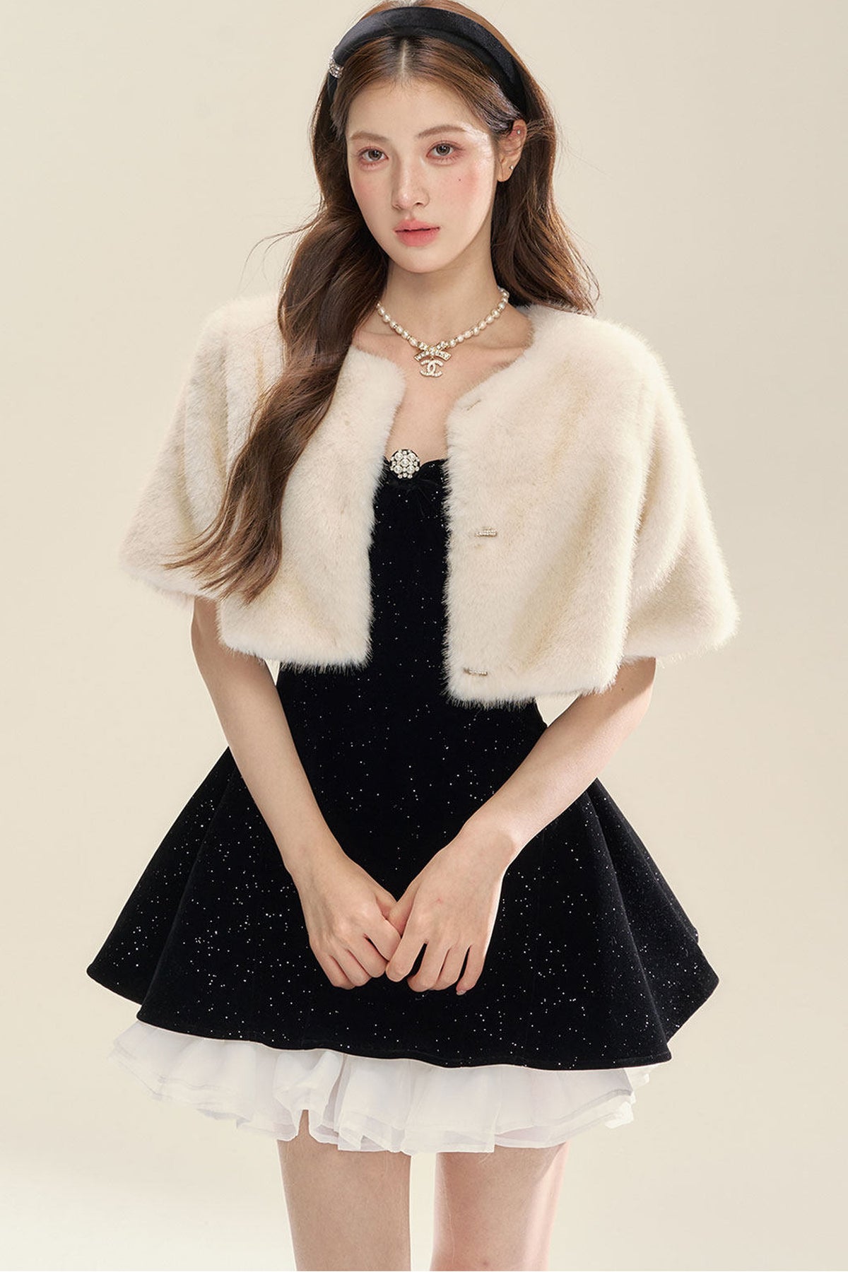 Puff Diamond Galaxy Velvet Dress Set-Up