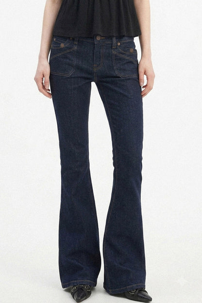 Raw Denim Slim Flared Jeans