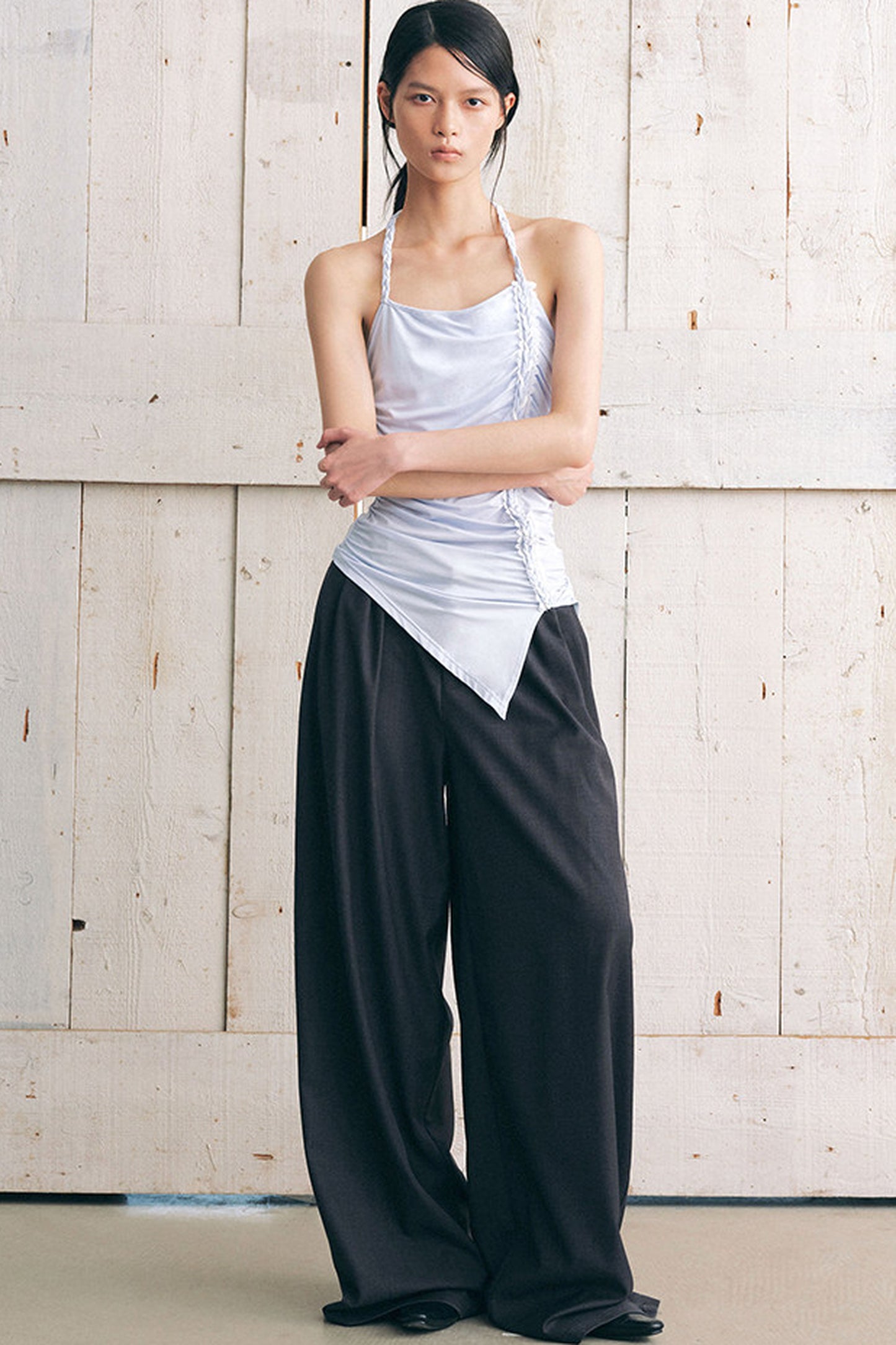Ruched Side Tie Halter Camisole