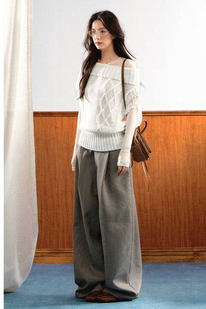 Korean Slanted Shoulder Sweater