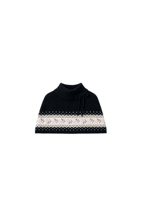 Fair Isle Tie Shawl Cape