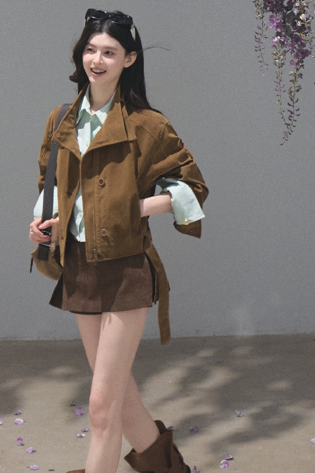 Short Suede Motorcycle Workwear Jacket