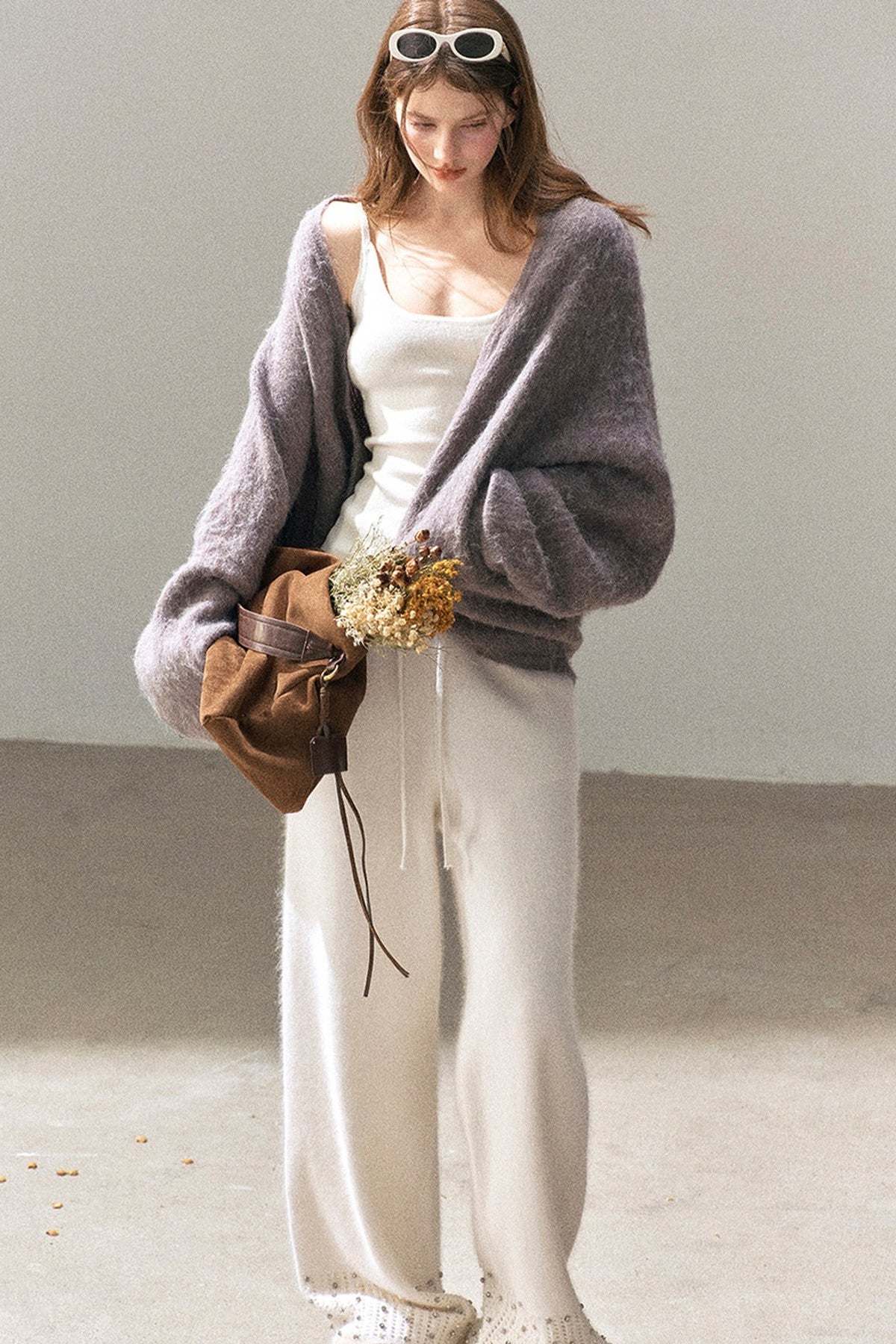 Raccoon Fur Wide-Leg Pants