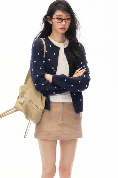 Polka Dot Knit Cardigan