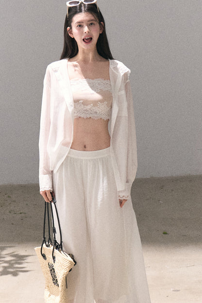 Lyocell Lace Hooded Cardigan