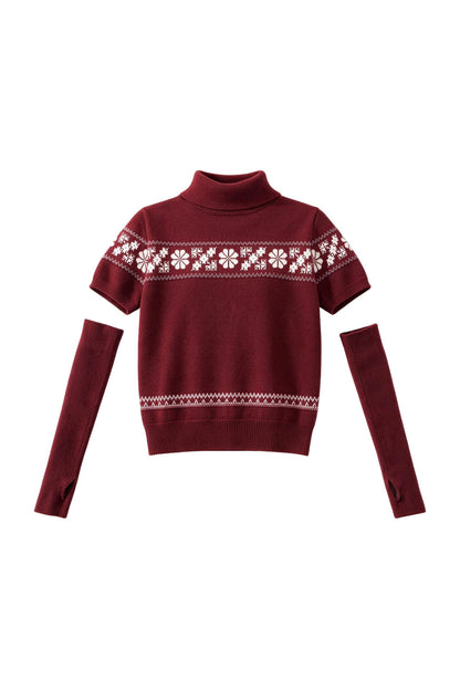 Vintage Fair Isle Jacquard Short-Sleeve Knit Top