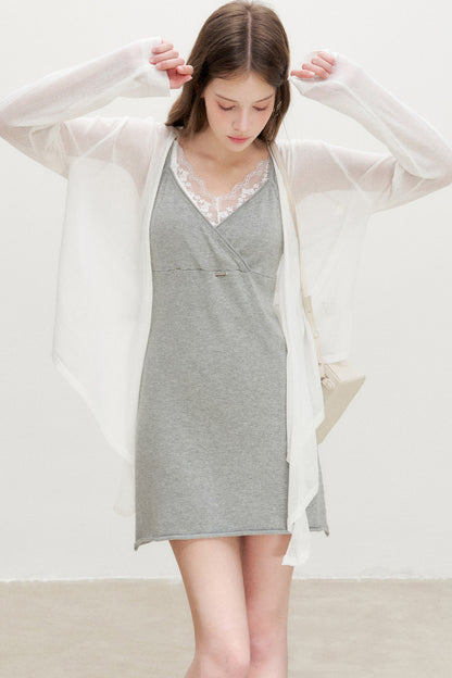 Knitted V-Neck A-Line Dress