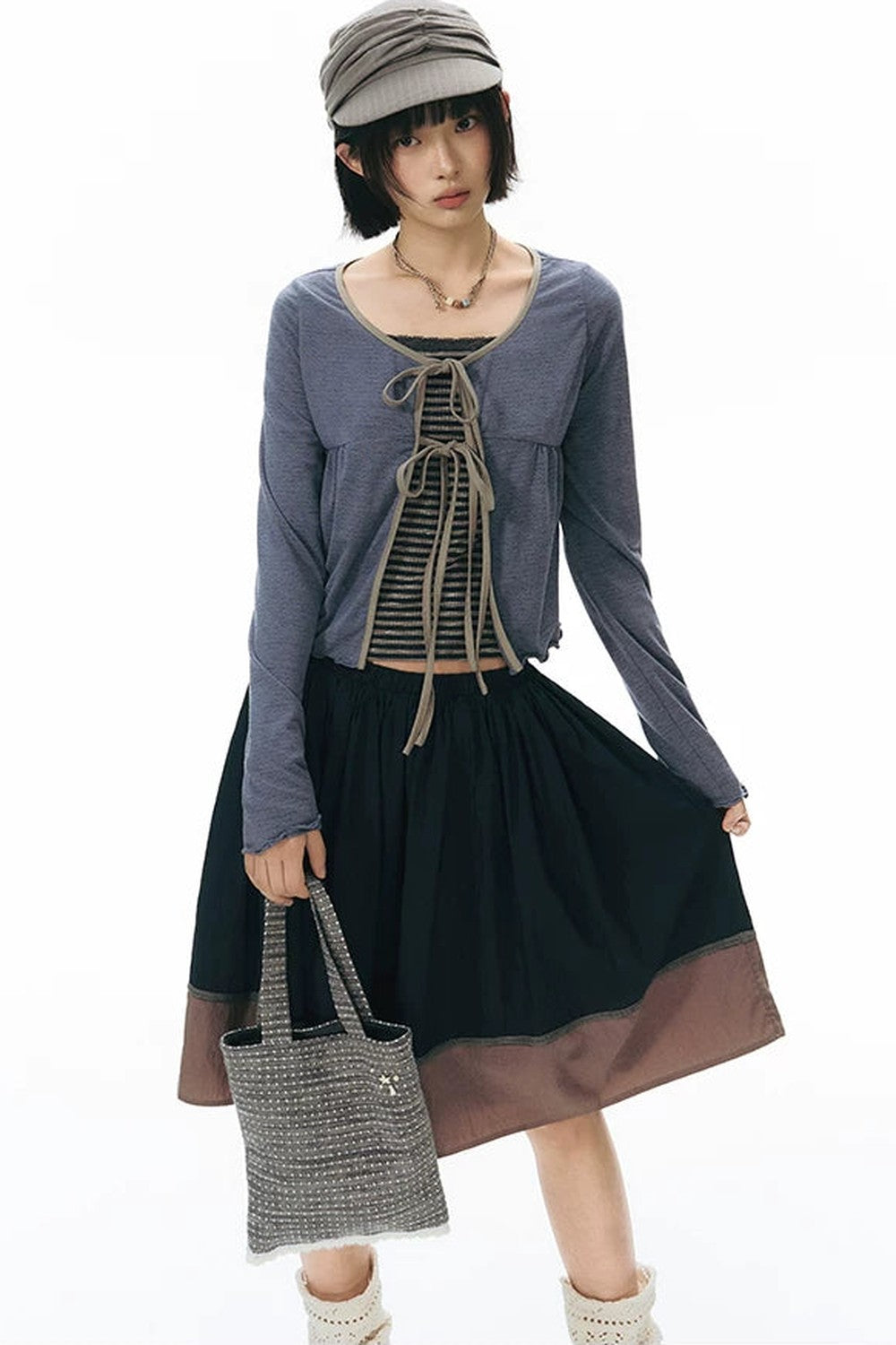 Retro Beaded Striped Envelope Bag