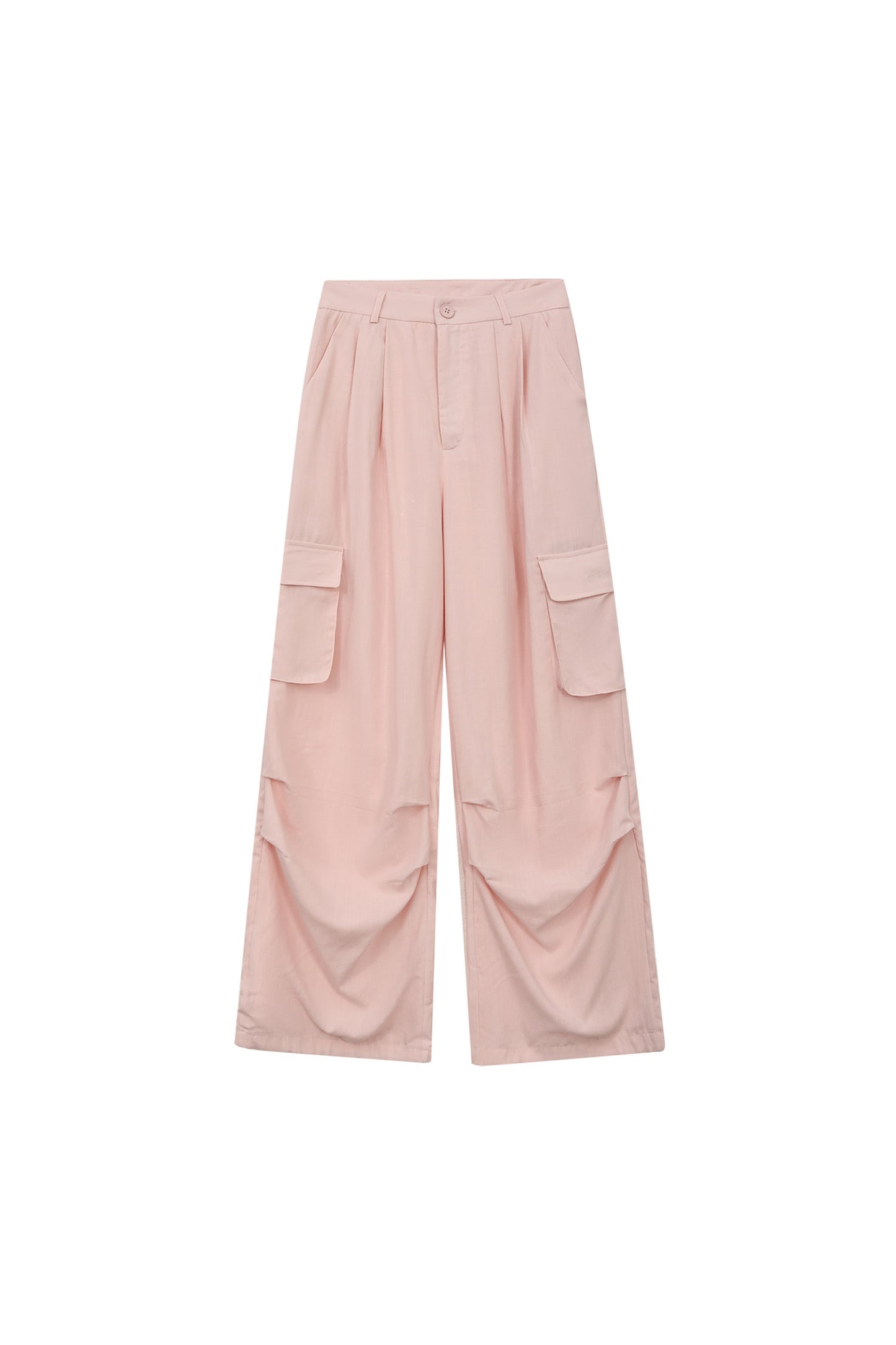 Pink High-Waisted Wide-Leg Cargo Pants