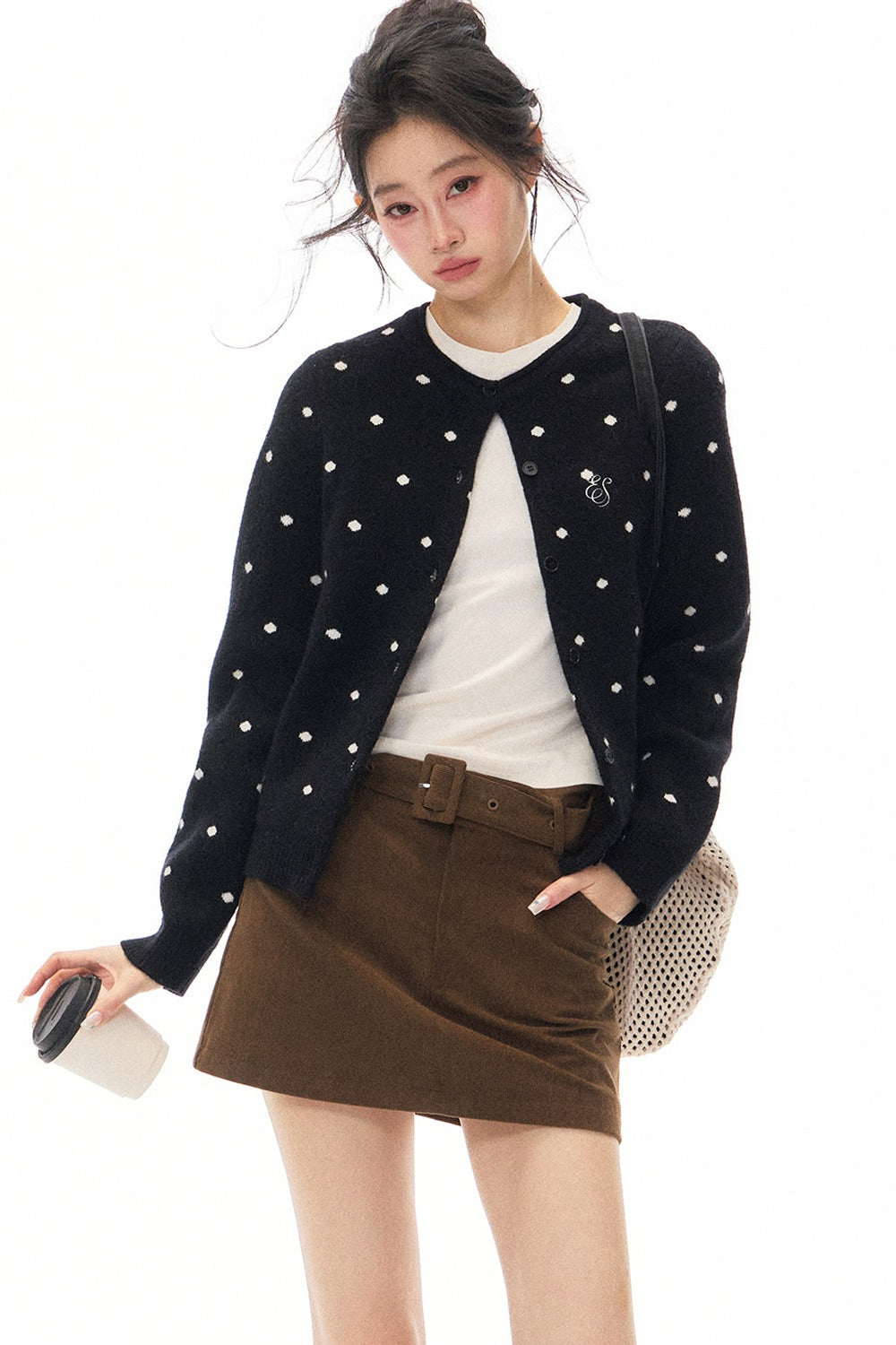 Polka Dot Knit Cardigan