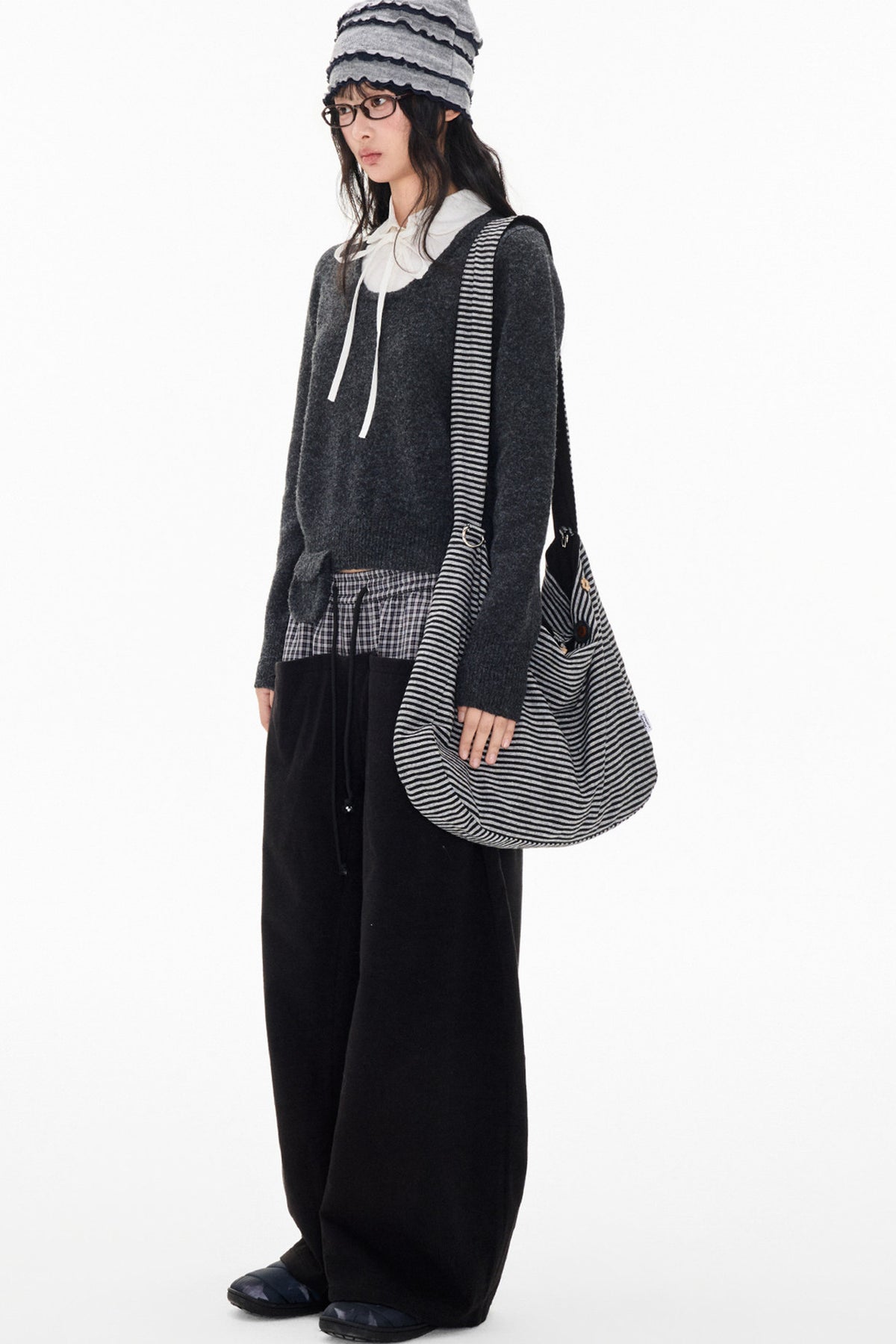 Patchwork Doll Collar Pullover Sweater