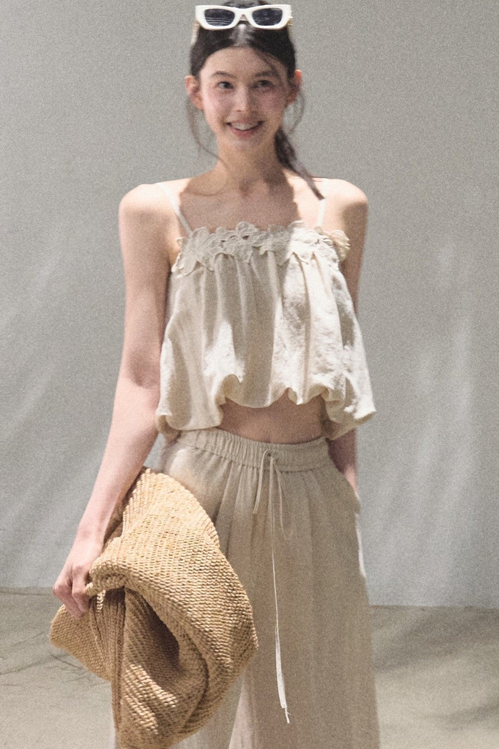 Lyocell-Leinen-Set aus Camisole und Hose