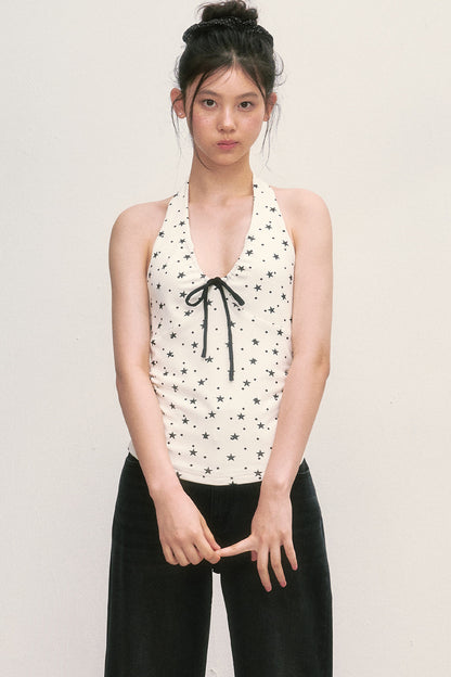 Top halter con estampado de estrellas