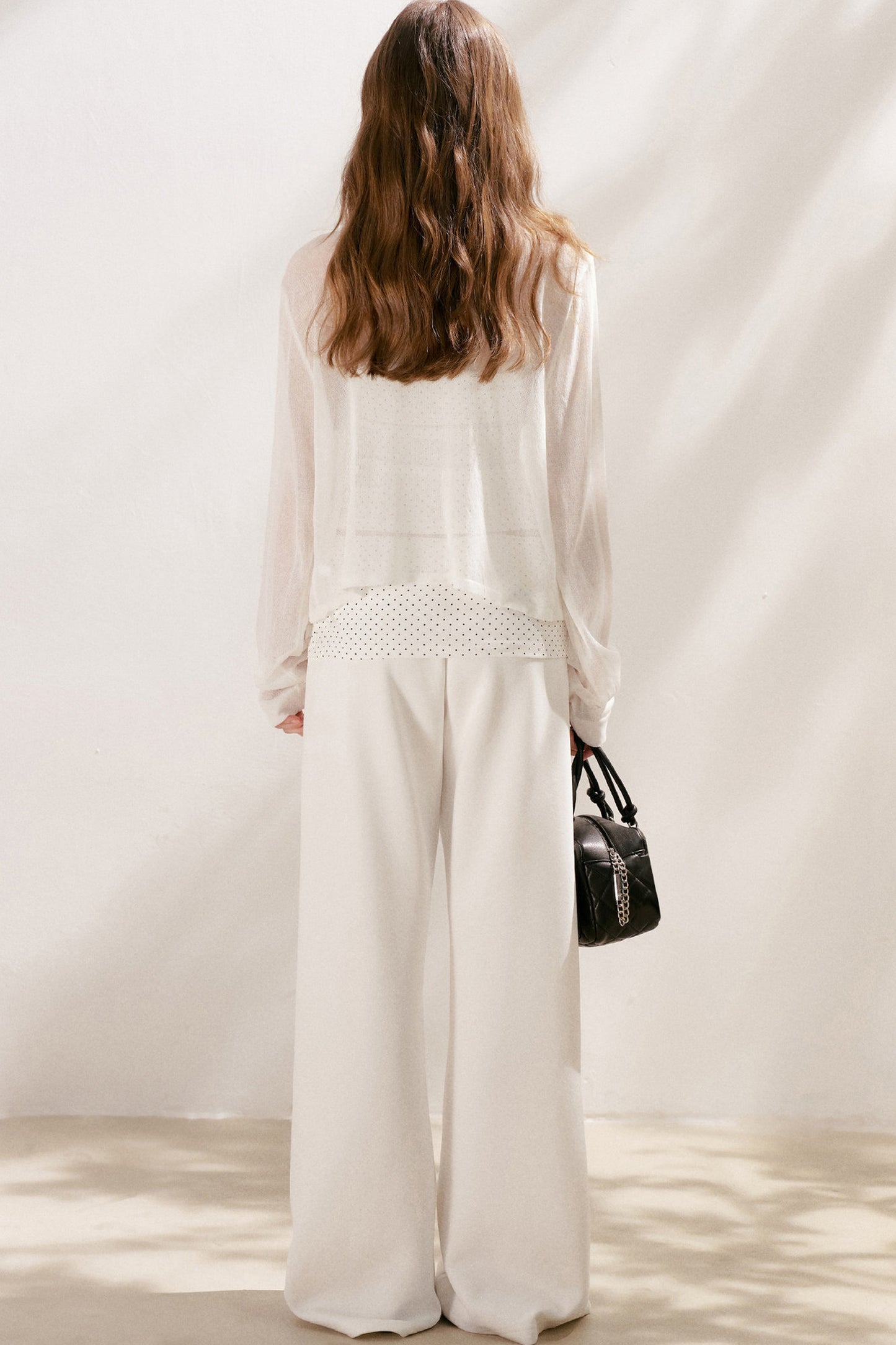 Polka Dot Cotton Tube Top And Wide Leg Pants Set-Up